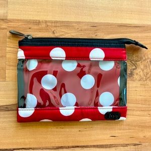 LUG Crimson Dot Small Clear Front Zippered Travel Pouch ~ Red & White 6.5” x 5”